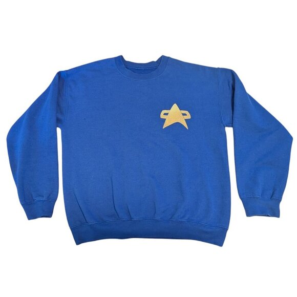 Vintage Star Trek Comm Badge Logo Sweatshirt Blue Unisex Crewneck Kirk Spock - Picture 2 of 8